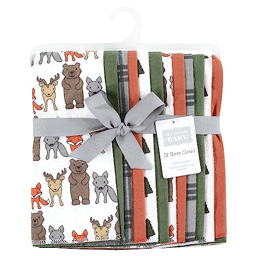 Image of Hudson Baby Unisex Baby Cotton Poly Flannel Burp Cloths Bundle, Wild Forest, One Size