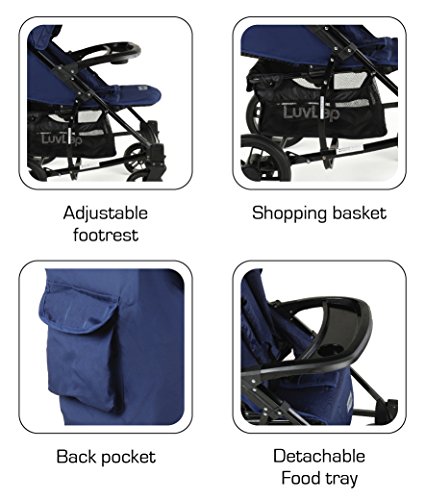 Image of LuvLap Elite Baby Pram Stroller - Blue