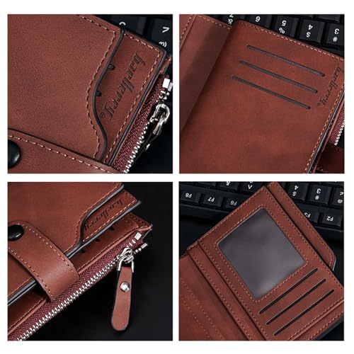 Small Mens Wallet with Credit Card Slots, Trifold Card Case Wallet with Zipper Pocket, Medium Size Wallets for Men4