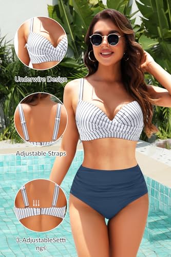 Image of Aqua Eve Women Underwire Bikini Top - Push Up Swimsuit Top Bra Padded Bathing Suit 2026 Twist Front Swimwear
