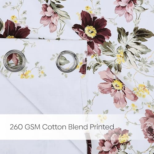 Image of haus & kinder Digital Printed Cotton Window Curtain 5 Feet Long Pack of 2 Window Curtains, 5 Feet Curtain for Window (Vintage Blossom, Multicolor 130x152 CM)
