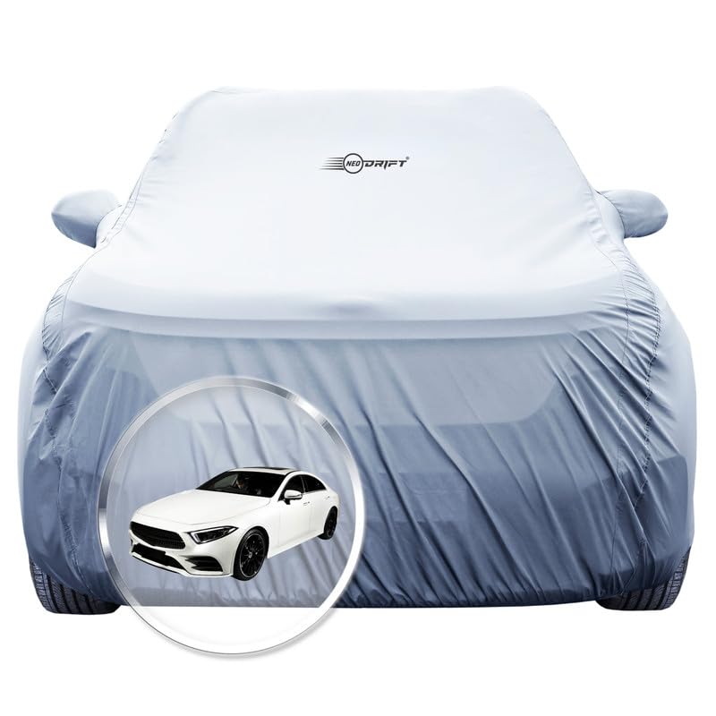 Image of NEODRIFT 'SilverTech' Car Cover for Mercedes CLS (100% Water-Resistant, All Weather Protection, Tailored Fit, Precision-Fit & Breathable Fabric) (Colour: Silver)