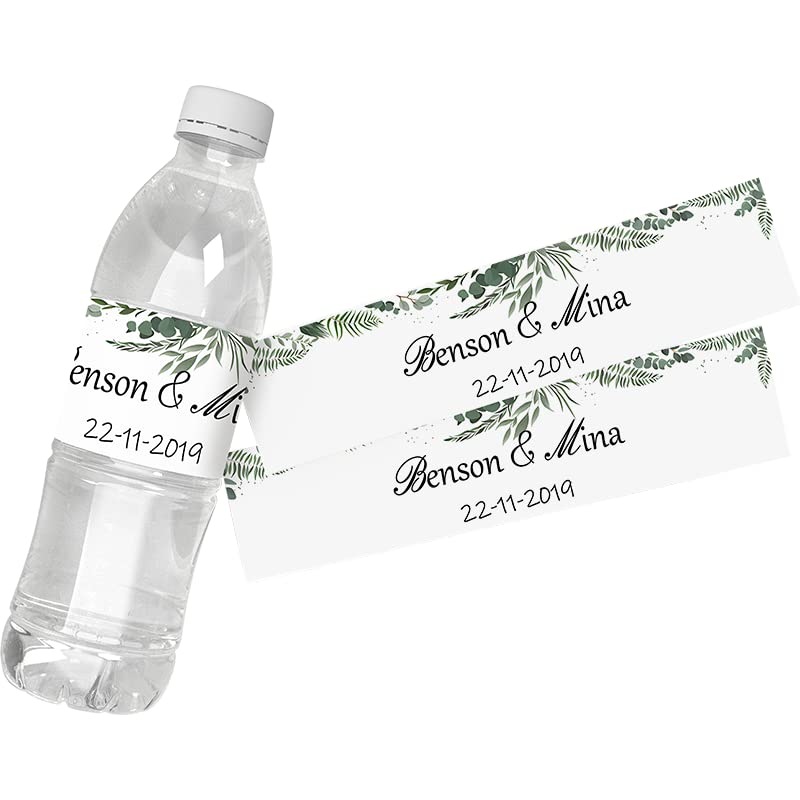 30Pcs Personalized Custom Personalized Floral Wedding Water Bottle Labels Stickers Birthday Anniversary Bride Show Graduation (A)