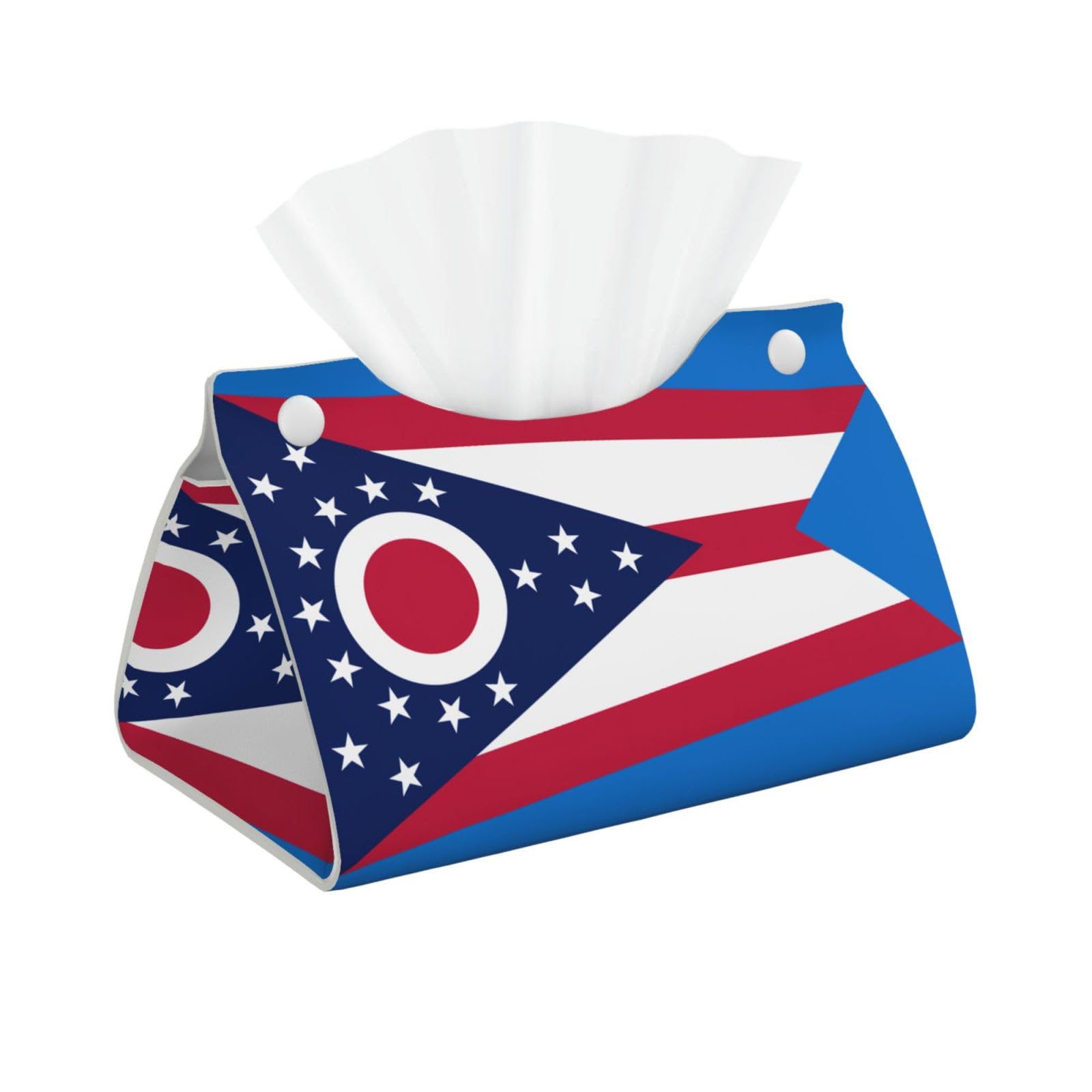 Ohio State Flag Rectangular Leather Tissue Box Cover, Folding Facial Tissue Holder Dispenser for Car