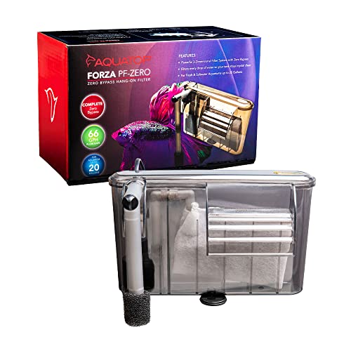 Image of Aquatop Forza 66 GPH Zero Bypass Hang On Filter - for 20 Gallon Tanks, Great for Salt & Freshwater Tanks, Keeps Water Crystal Clear, Prefiltered Water Intake, Aquarium Filter, PF-Zero