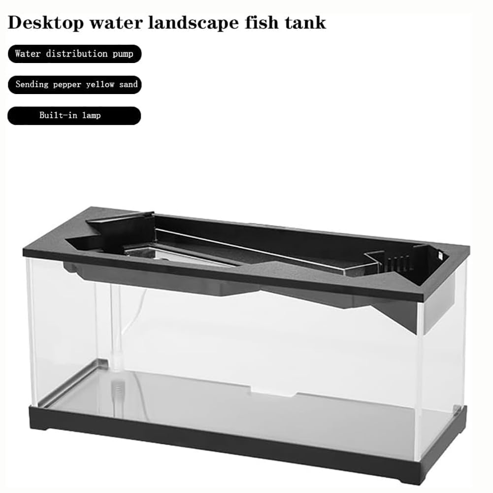 Acquario in Acrilico, Kit Acquario per Piccoli Pesci da Tavolo per Ufficio, Boccia per Pesci per Acquaponica, Boccia Ecologica per Pesci per La Casa, Kit Acquario per Pesci Betta con Filtro