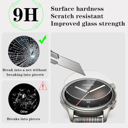Image of SHUAXI Watch Screen Protector (3+2 Pack) Compatible for Amazfit Balance Tempered Glass Film Anti-Scratch High Definition Full Coverage and Silicone Protective Case