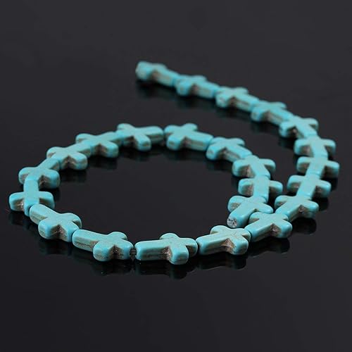 Miniatura 5 de Cuentas cruzadas de turquesa azul de 0.472 x 0.630 in sueltas para hacer joyas, hebras de 15 pulgadas (24 unidades)