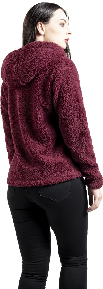 RED by EMP Damen Kapuzenjacke Teddy Fur Hoody Bordeaux