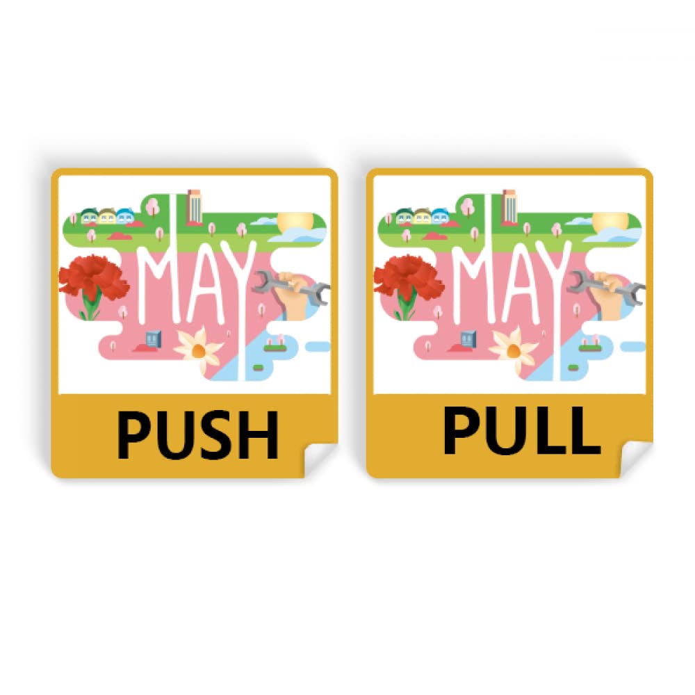 May Month Season Illustration Push Pull Door Sign Vinyl Stickers Shop