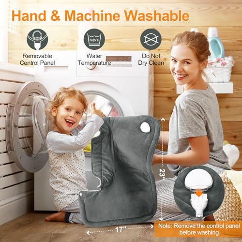 Image of Heating Pad for Neck and Shoulders and Back, Mothers Day Gifts for Mom Wife Grandma, Birthday Gifts for Women, Weighted Neck Heating Pads, Large Heat Pad, 6 Heat Settings 4 Auto-Off, 17 inchx23 inch Steely