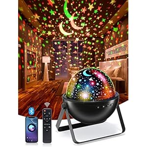 One Fire Veilleuse BéBé, Veilleuse Enfant Musicale et Lumineuse, Projecteur Ciel Etoile, 12 Couleurs Veilleuse Etoile Projection, Lampe Projecteur LED Enfant Adulte, Cadeau Enfant Bebe Fille Garcon
