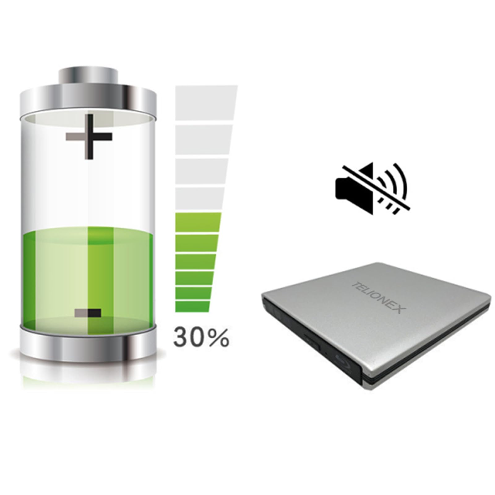 Lecteur Graveur CD et DVD Externe Portable USB Enregistreur RW Mince pour Salon, Radio Voiture, Mural