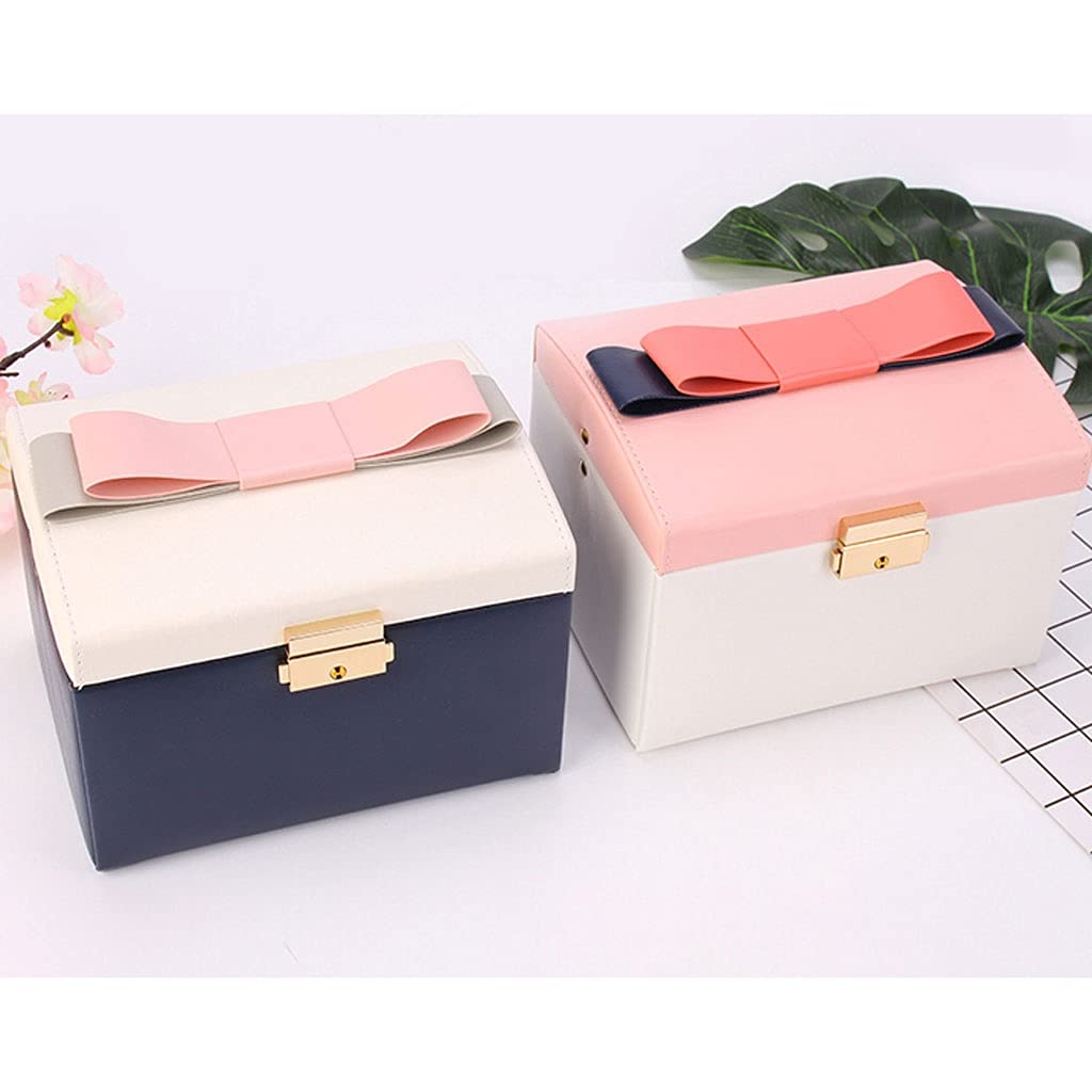 Caja de Almacenamiento de Joyas de Cuero con Bloqueo de 3 Capas Joyas de Gran Capacidad Organizadores Box Matrimonio Regalo de cumpleaños Recuerdos (Color : Pink)