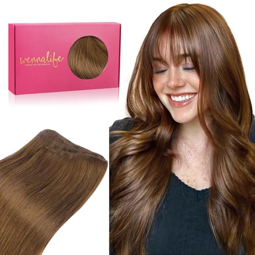 WENNALIFE Sew in Hair Extensions Real Human Hair, 16 Inch