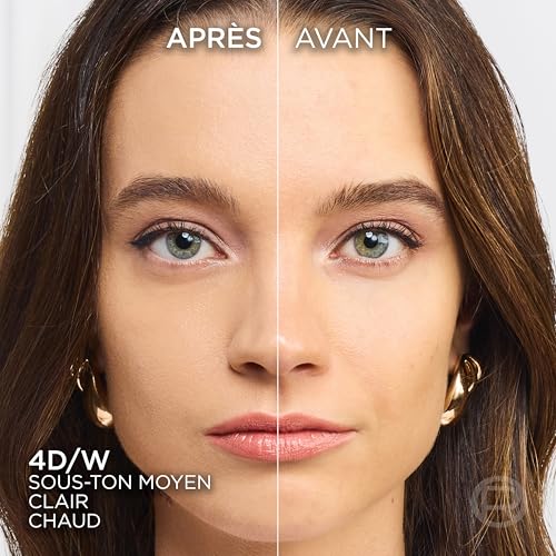 Fond de teint liquide L'Oréal Paris True Match, soin de la peau infusé à l'acide hyaluronique, SPF 17, disponible en 40 teintes, 4D/4W, naturel dore/Golden Natural, 30 ml