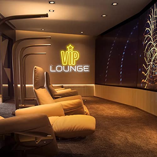 Image of VIP Lounge Neon Signs for Wall Decor Neon Lights for Bedroom Led Business Signs Suitable for Night Club Bar Hotels Nail Salon Massage 5V Power Adapter, 16.2 * 11.4 Inch(Yellow+White)