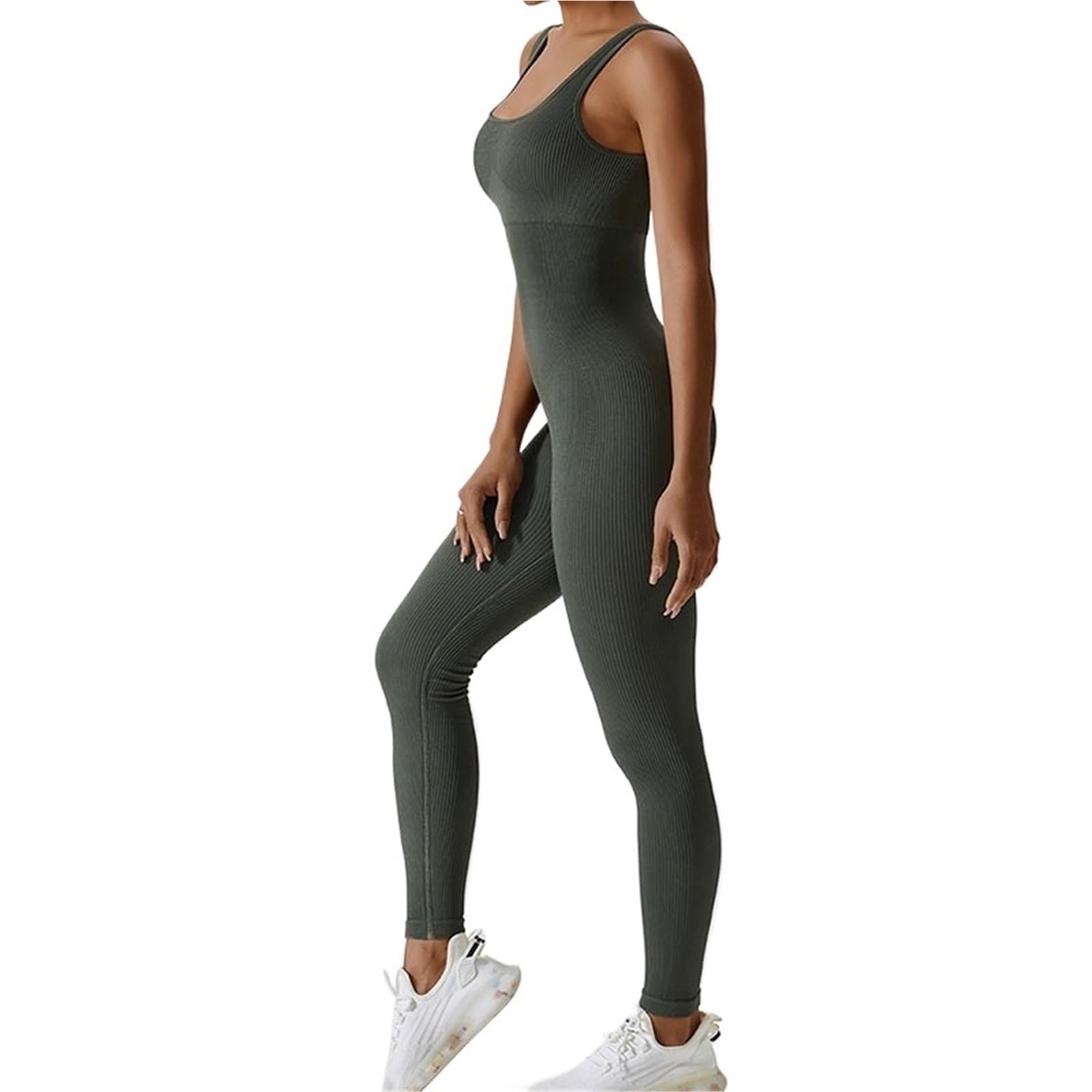 Mono Yoga Mujer Mono de chándal de Yoga for Mujer, Ropa Deportiva sin Costuras, Traje de Yoga, Gimnasio, Push Up, Mono de Entrenamiento físico(Brown,L)