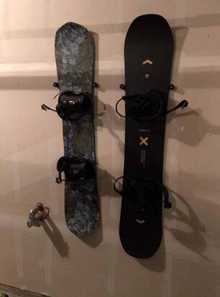 Minimalista exhibidor de snowboard | Estante de almacenamiento de esquí | Soporte de pared para 2 tablas