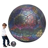 反射サッカー、ホログラフィック光る発光サッカー、子供用光るサッカーボール、標準サイズ 4 ナイトトレーニングサッカー、ライトアップ反射クロマボール屋外ゲームチャンピオン大人