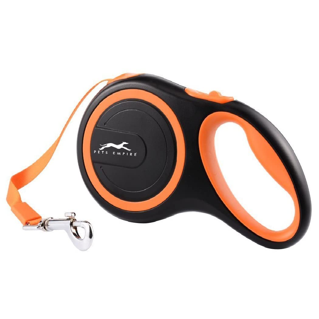 Pets Empire Retractable Dog Leash Walking Jogging Training Leash with Polyester Tape with Hand Grip and One Button Brake & Lock (Medium) 5mm / 16 Feet Long Orange Color (B0B4SRM84T) Amazon Price History, Amazon Price Tracker