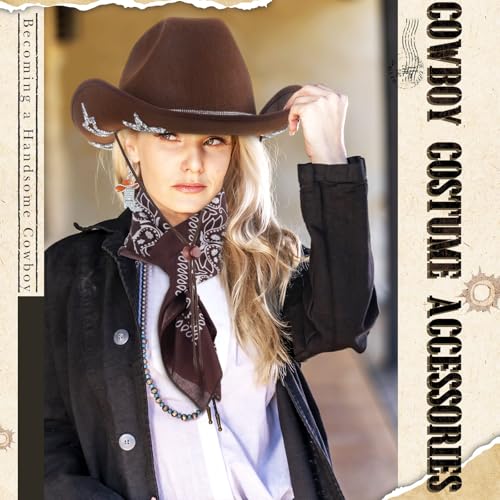 Image of Hercicy 4 Pcs Cowgirl Costume Set Cowboy Hat Sunglasses Bandana Earring Halloween Costume Accessories for Women Cosplay Party
