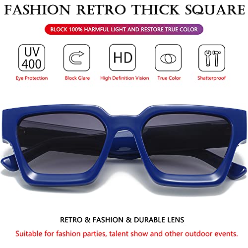 Image of AIEYEZO Square Sunglasses for Women Men Square Thick Frame Sun Glasses Simple Designer Style Shades