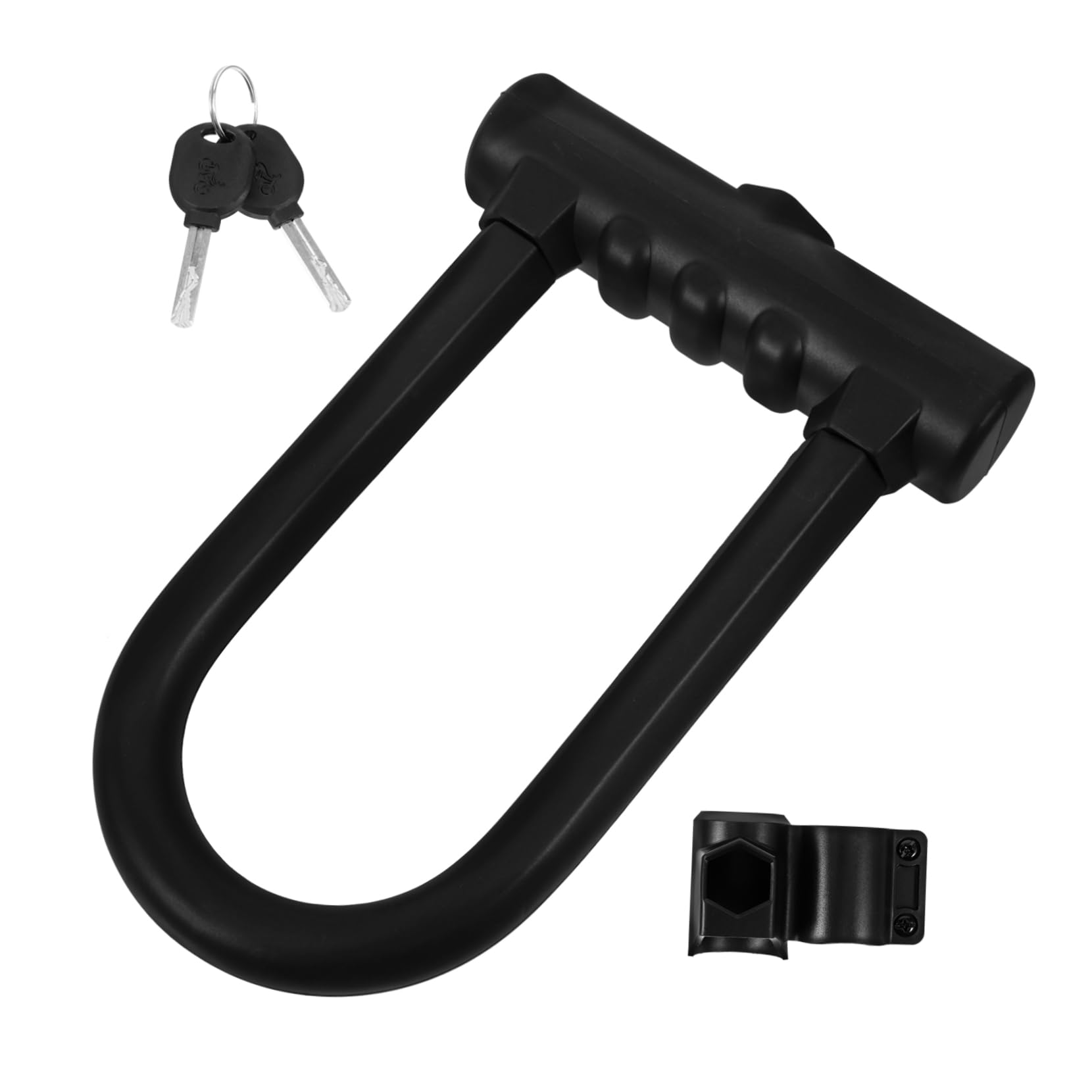 Lucchetto U per Bicicletta in Ferro e Silicone Nero, Antifurto | Bici Elettrica e Moto, Doppia Apertura Rinforzata, Taglio Resistente, Design Elegante e Compatto