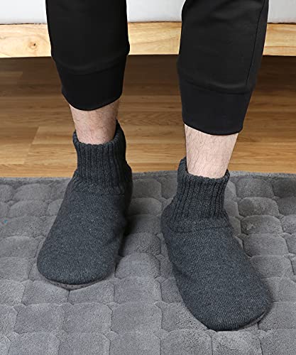 DICUIRD Slipper Socks for Mens,Fuzzy Sherpa Lined Socks with Soft Soles,Cozy Warm House Indoor Booties with Non Slip Bottoms, Mens Winter Christmas Gifts2