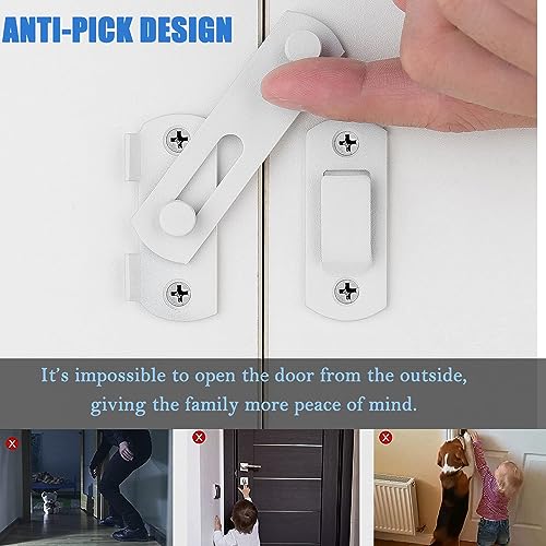 Litensh 180° Flip Sliding Stainless Steel Door Bolt Latch Lock for Gate Barn Window Wine Cabinet Bathroom Garage Garden White - Image 3
