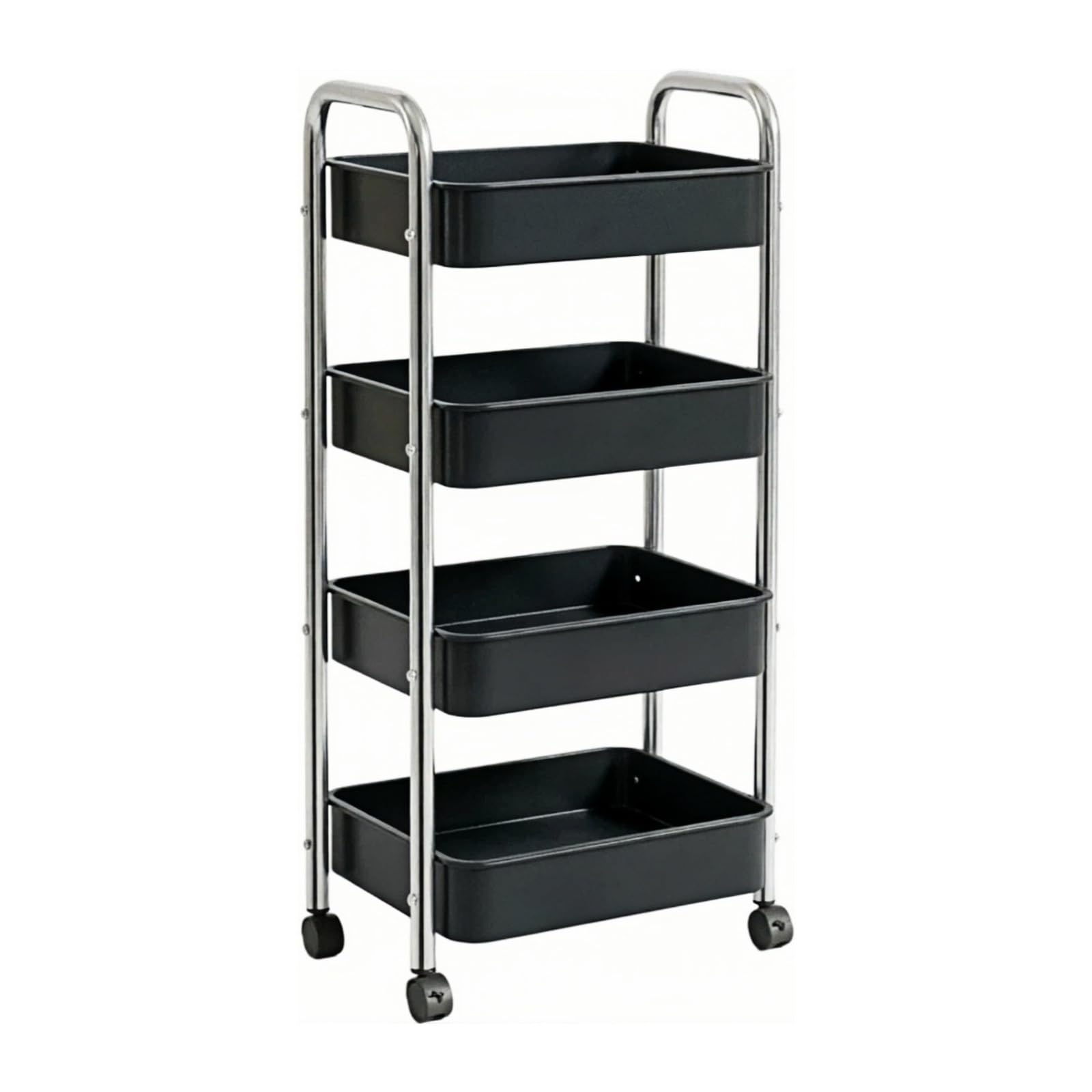 Magazzinaggio Carrello portaoggetti mobile a 4 livelli for cucina e soggiorno(Nero,Grande)