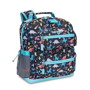 Bentgo® Kids Backpack – Lightweight 14” Backpack in Fun Prints for School, Travel, & Daycare, Ideal for Ages 4+, Roomy Interior, Durable & Water-Resistant Fabric, & Loop for Lunch Bag (Dinosaur)