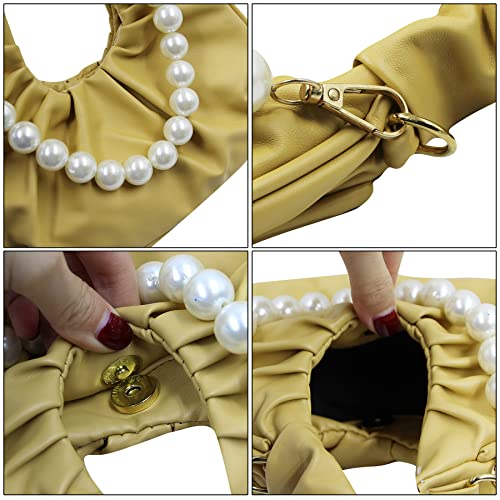 Image of RARITYUS Women Vintage Hobo Handbag Fashion Pleated Purse Shoulder Bag Underarm Small Tote