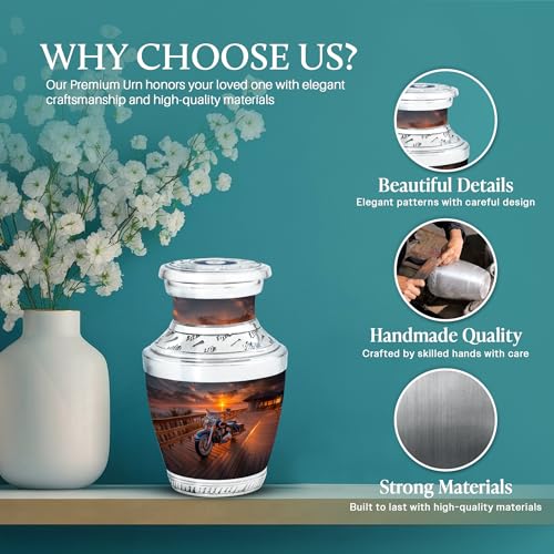 Image of Bike Urn Unique Urns for Human Ashes 3 Inch 2 Qty | Decorative Urn for Male & Female Keepsake for Ashes