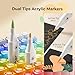 ENMY Dual Tip Acrylic Paint Markers, 48 Colors Acrylic Paint Marker Pens with Portable Case, Acrylic Art Markers for Art & Craft Supplies for Glass, Pottery, Ceramic, Rock, Canvas, DIY Art Supplies