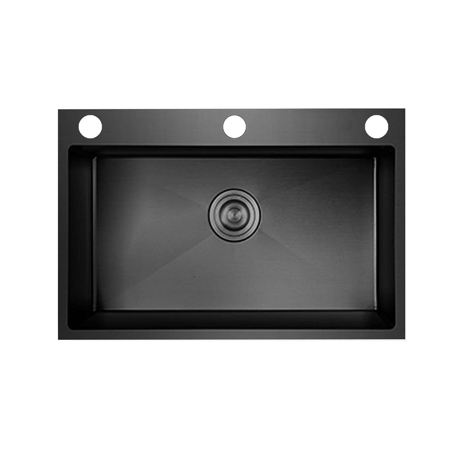 Fregadero de acero inoxidable negro, fregadero de cocina rectangular grande de un seno de montaje superior con kit de desagüe/bandeja de desagüe (72x45cm(28.35x17.72in))
