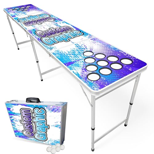 Custom 8-Foot Folding Beer Pong Table w/Cup Holes