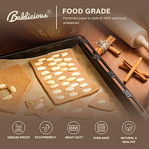 220 Pcs Unbleached Parchment Paper Baking Sheets, Baklicious Pre-Cut Heavy Duty Parchment Baking Paper For Air Fryer, Oven, Bakeware, Steaming, Cooking Bread, Cupcake, Cookies #TOP2
