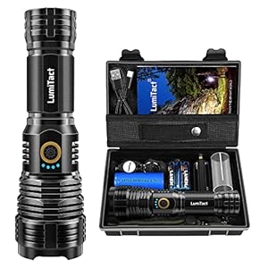 Lumitact Torches LED Super Bright, Rechargeable LED Torch 10000 Lumens XHP70.2, IP67 Waterproof Tactical Flashlight…
