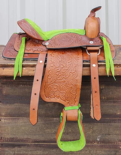 12" Kids Leather Western Mini Pony Youth Saddle #TOP23