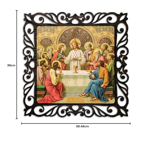 Image of Casa Rica Photo Frame Painting Wall Hanging home decoration for Wall, Living /Bed Room, Lobby(12inch x12inch) Laser Cut(Multicolor) (Last Supper)