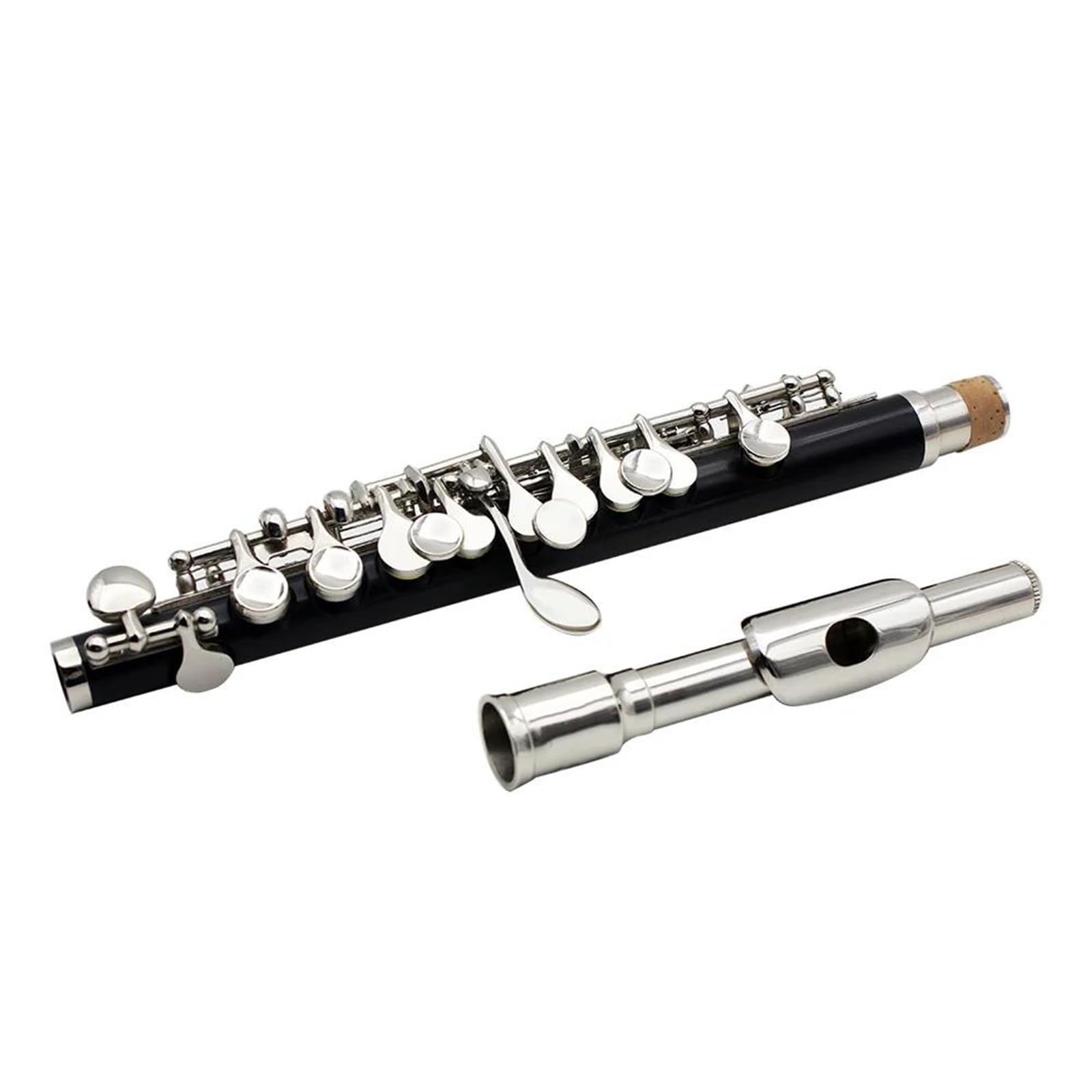 flauto traverso Chiave C Piccolo Flauto Di Dimensioni Ridotte Chiave Professionale In Bachelite Nera Argento Piccolo Con Custodia Imbottita In Tessuto
