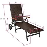 TecTake Aluminium Poly Rattan Sonnenliege mit Armlehnen und Rollen klappbar Gartenliege - 6