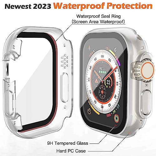 Image of Misxi [2 Pack] Waterproof Case with Button Designed for 49mm Apple Watch Ultra 3 (2025) / Ultra 2 / Ultra, Hard PC Cover with Tempered Glass Screen Protector for iWatch, 1 Black + 1 Transparent