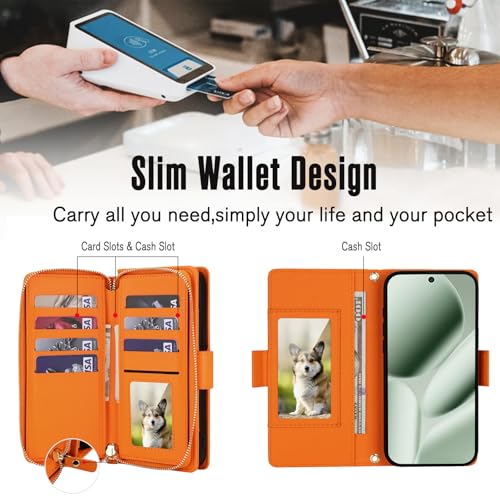 Étui portefeuille Google Pixel 10 Pro XL orange à fermeture éclair - 3