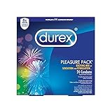 Durex Pleasure Pack with Silver Lunamax Pocket Case, Variety of Premium Lubricated Latex Condoms-24 Count