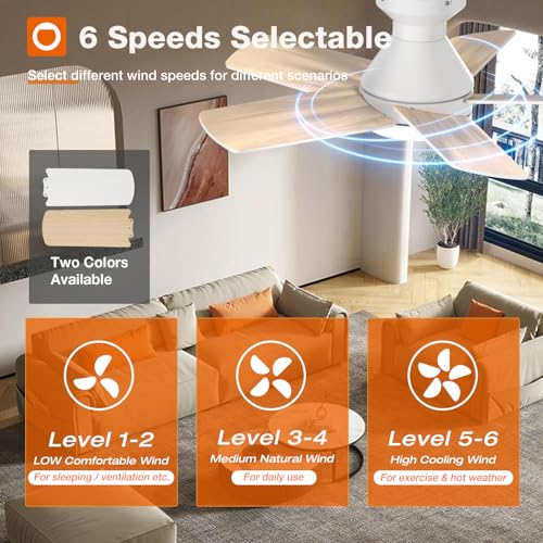 Image of addlon Ceiling Fans with Lights, 32inch Low Profile Ceiling Fan with Light and Remote Control, Flush Mount, Reversible, 3CCT, Dimmable, Quiet, White Small Ceiling Fan for Bedroom Indoor /Outdoor Use