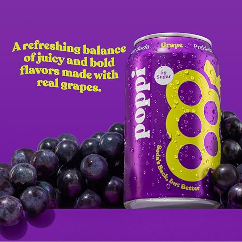 Image of Poppi Prebiotic Soda, Grape, 12 Oz, 12 Pack