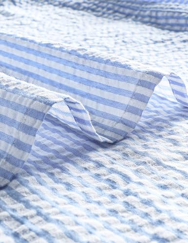 Image of VATPAVE Mens Striped Summer Shirt Casual Button Down Short Sleeve Beach Shirts Cotton Shirts for Men