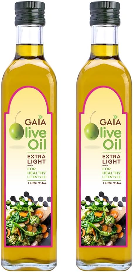 Extra Light Olive Oil (1L Bottle Pack of 2) Incredibly Healthy with Zero Cholesterol and Low Saturated Fat